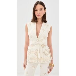 Veronica Beard Townes Eyelet Vest Dove
